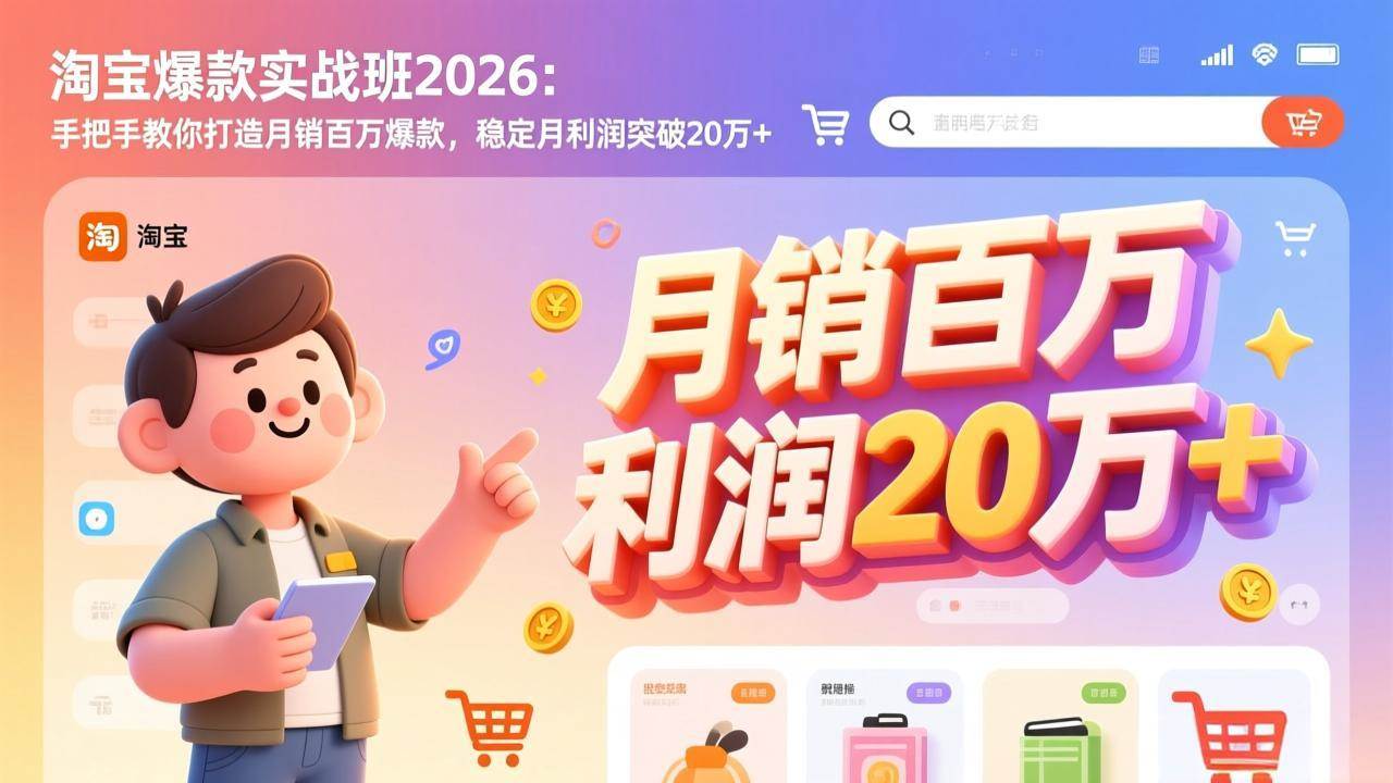 （17209期）淘宝爆款实战班2026：手把手教你打造月销百万爆款，稳定月利润突破20万+-副业资源网