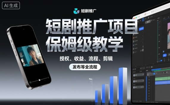 短剧推广项目保姆级教学，授权、收益、流程、剪辑，发布等全流程-副业资源网