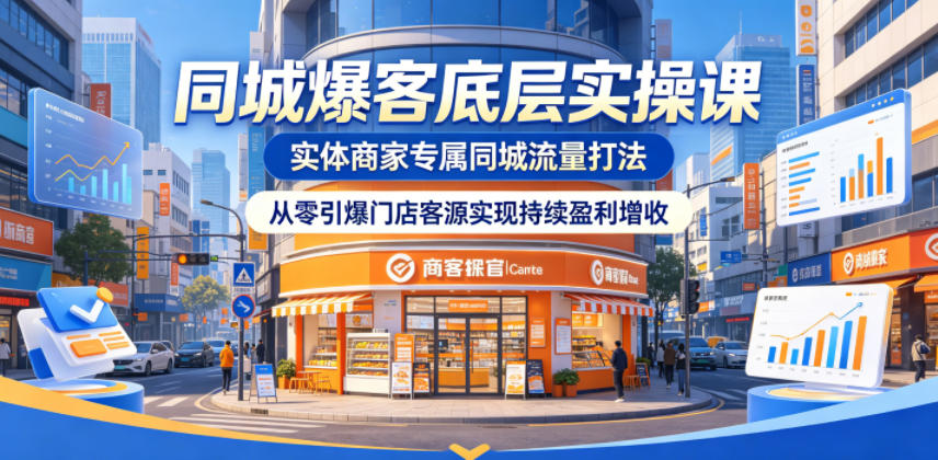 同城爆客底层实操课,实体商家专属同城流量打法,从零引爆门店客源实现持续盈利增收-副业资源网