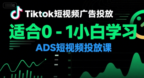 Tiktok短视频广告投放，适合0-1小白学习ADS短视频投放课-副业资源网