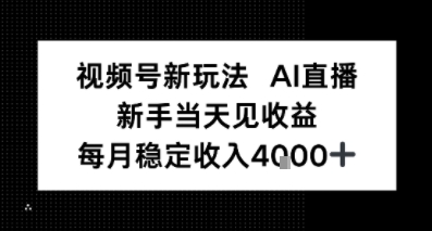 视频号新玩法AI直播，新手小白当天见收益，月入4k+-副业资源网