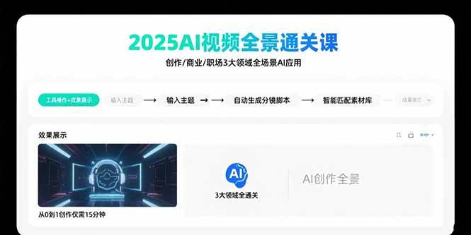 （15762期）2025AI视频全景通关课：涵盖创作/商业/职场3大领域 掌握AI全场景应用-副业资源网