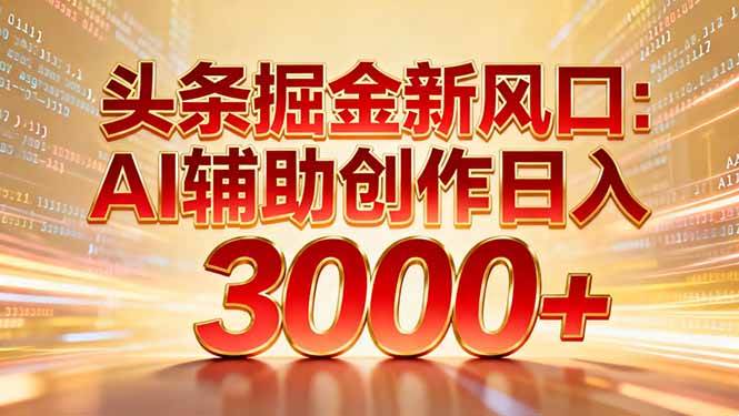 （16923期）头条掘金新风口：AI辅助创作日入3000+，矩阵玩法当天启动隔天见效-副业资源网