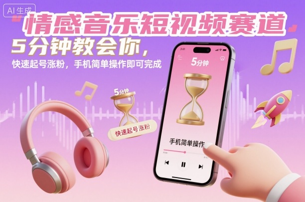 情感音乐短视频赛道,5分钟教会你,快速起号涨粉,手机简单操作即可完成-副业资源网