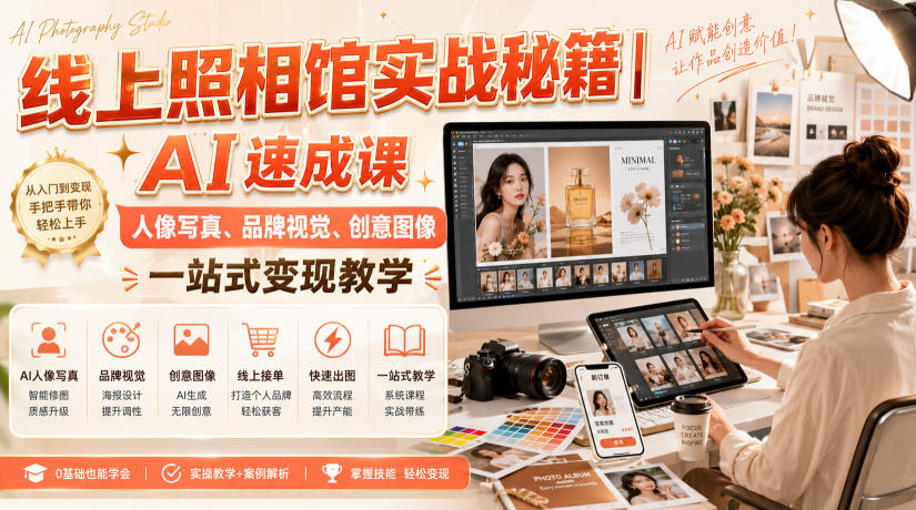 线上照相馆实战秘籍|AI速成课,人像写真、品牌视觉、创意图像一站式变现教学-副业资源网