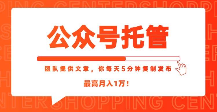 （15109期）【公众号托管 】我提供文章，你每天５分钟复制发布，最高月入1W-副业资源网