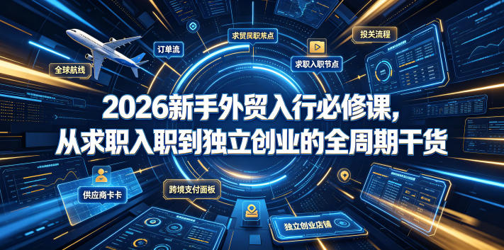 2026新手外贸入行必修课，从求职入职到独立创业的全周期干货-副业资源网