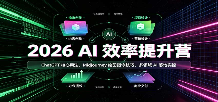 2026 AI效率提升营：ChatGPT核心用法，Midjourney绘图指令技巧，多领域AI落地实操-副业资源网