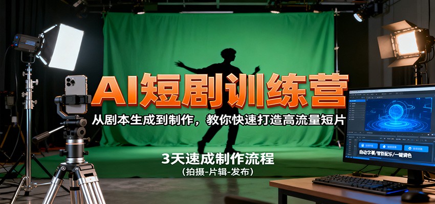 AI短剧训练营，从剧本生成到制作，教你快速打造高流量短片-副业资源网