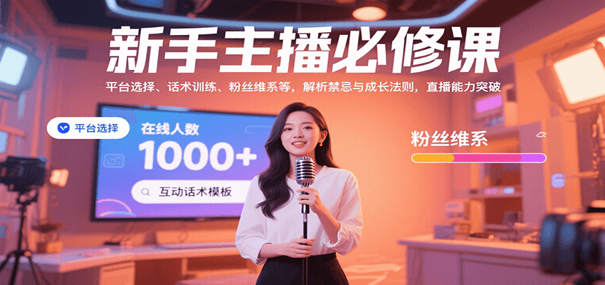 新手主播必修课：平台选择、话术训练、粉丝维系等，解析禁忌与成长法则，突破直播能力-副业资源网