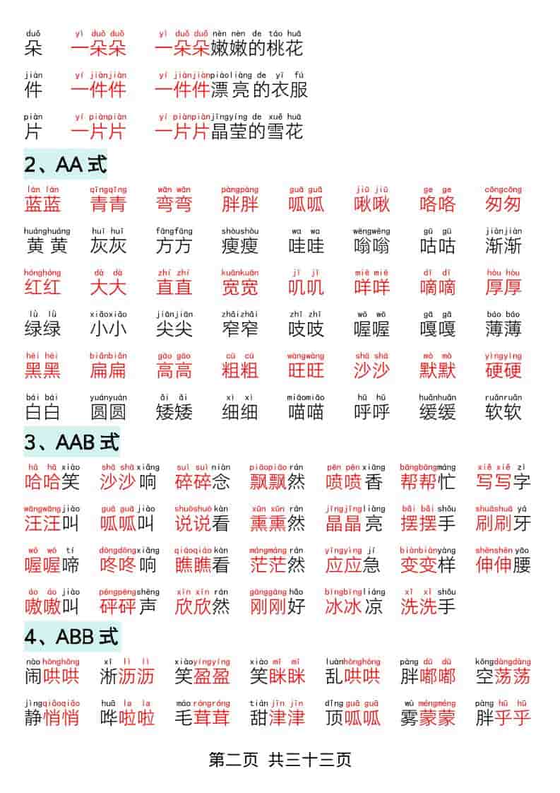 一年级下语文寒假预习-晨读晚背四大项