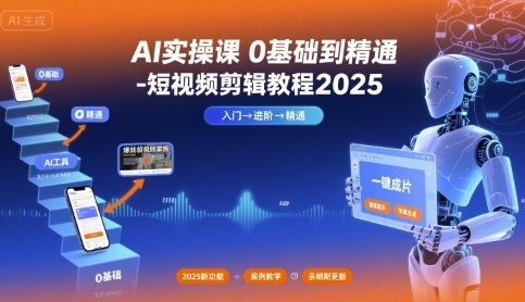 AI实操课0基础到精通-短视频剪辑教程2025-副业资源网