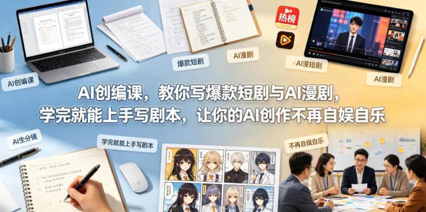 AI创编课，教你写爆款短剧与AI漫剧，学完就能上手写剧本，让你的AI创作不再自娱自乐（更新0521）-副业资源网