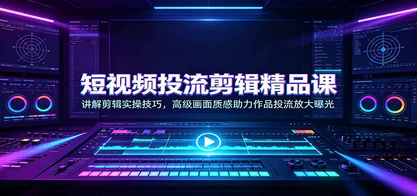 短视频投流剪辑精品课:讲解剪辑实操技巧,高级画面质感助力作品投流放大曝光-副业资源网