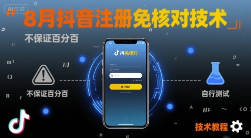 8月抖音注册免核对技术，不保证百分百，自测-副业资源网