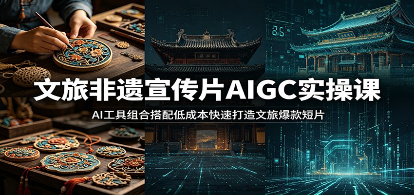 文旅非遗宣传片AIGC实操课:AI工具组合搭配低成本快速打造文旅爆款短片-副业资源网