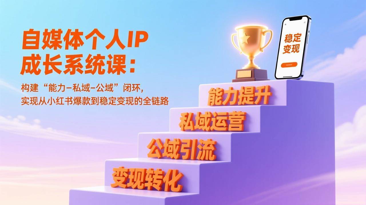 （17192期）自媒体个人IP成长系统课：构建“能力-私域-公域”闭环，实现从小红书爆款到稳定变现的全链路-副业资源网