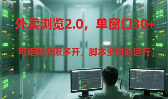 外卖浏览2.0，单窗口30+可矩阵无限多开，脚本全自动运行【揭秘】-副业资源网
