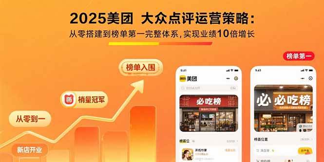 （15602期）2025美团 大众点评运营策略:从零搭建到榜单第一完整体系,实现业绩10倍增长-副业资源网