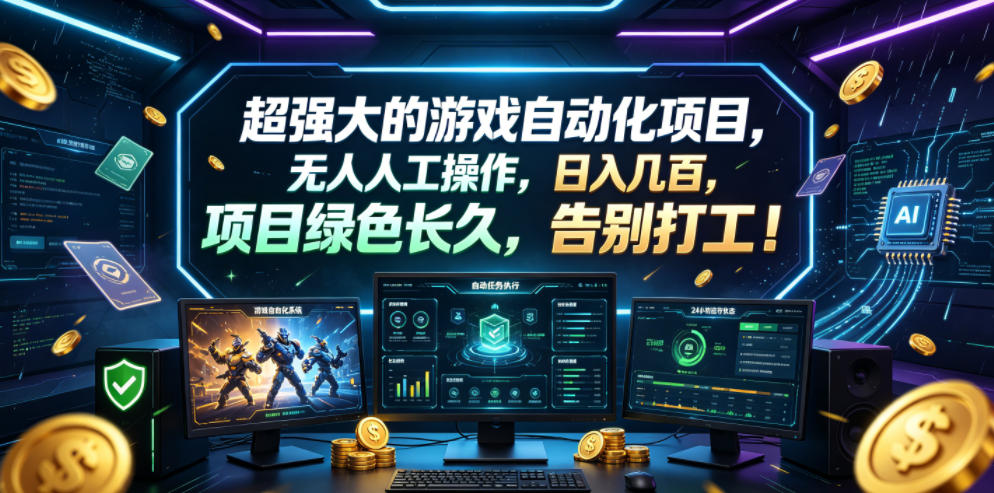 超强大的游戏自动化项目，无人人工操作，日入几百，项目绿色长久，告别打工！【揭秘】-副业资源网