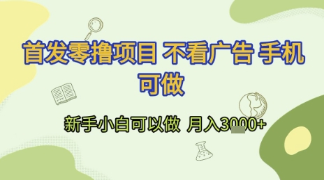 首发零撸项目 不看广告 手机可做 新手小白可以做 月入3k+【揭秘】-副业资源网