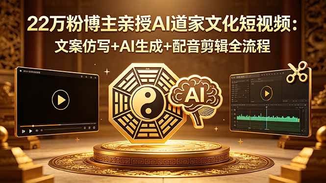 （18580期）22万粉博主亲授AI道家文化短视频：文案仿写+AI生成+配音剪辑全流程-副业资源网