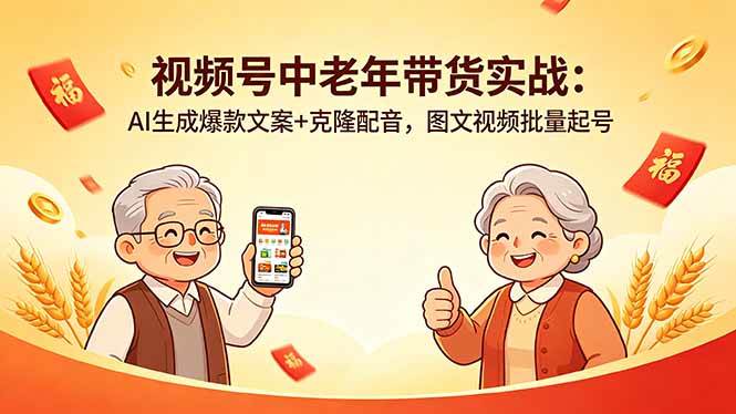 （18396期）视频号中老年带货实战：AI生成爆款文案+克隆配音，图文视频批量起号-副业资源网