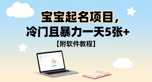 宝宝起名项目，冷门且暴力一天5张+【附软件教程】-副业资源网