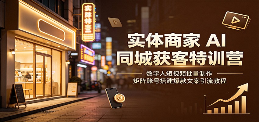 实体商家AI同城获客特训营:数字人短视频批量制作,矩阵账号搭建爆款文案引流教程-副业资源网