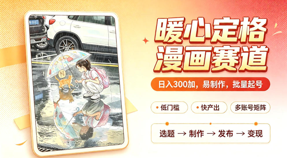 暖心定格漫画赛道，日入300、易制作，批量起号，详细拆解，全程无废话-副业资源网
