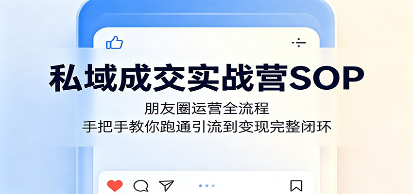 私域成交实战营SOP：朋友圈运营全流程，手把手教你跑通引流到变现完整闭环-副业资源网
