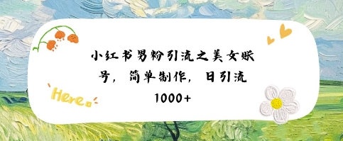 小红书男粉引流项目之美女账号6，简单制作，条条爆款原创，不违规-副业资源网