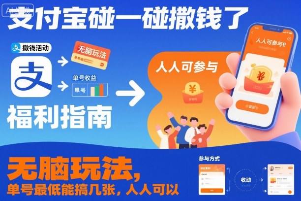 支付宝碰一碰撒钱了,无脑玩法,单号最低能搞几张,人人可以撸【揭秘】-副业资源网