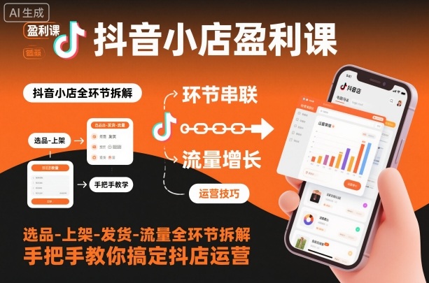 抖音小店盈利课-选品-上架-发货-流量全环节拆解,手把手教你搞定抖店运营-副业资源网
