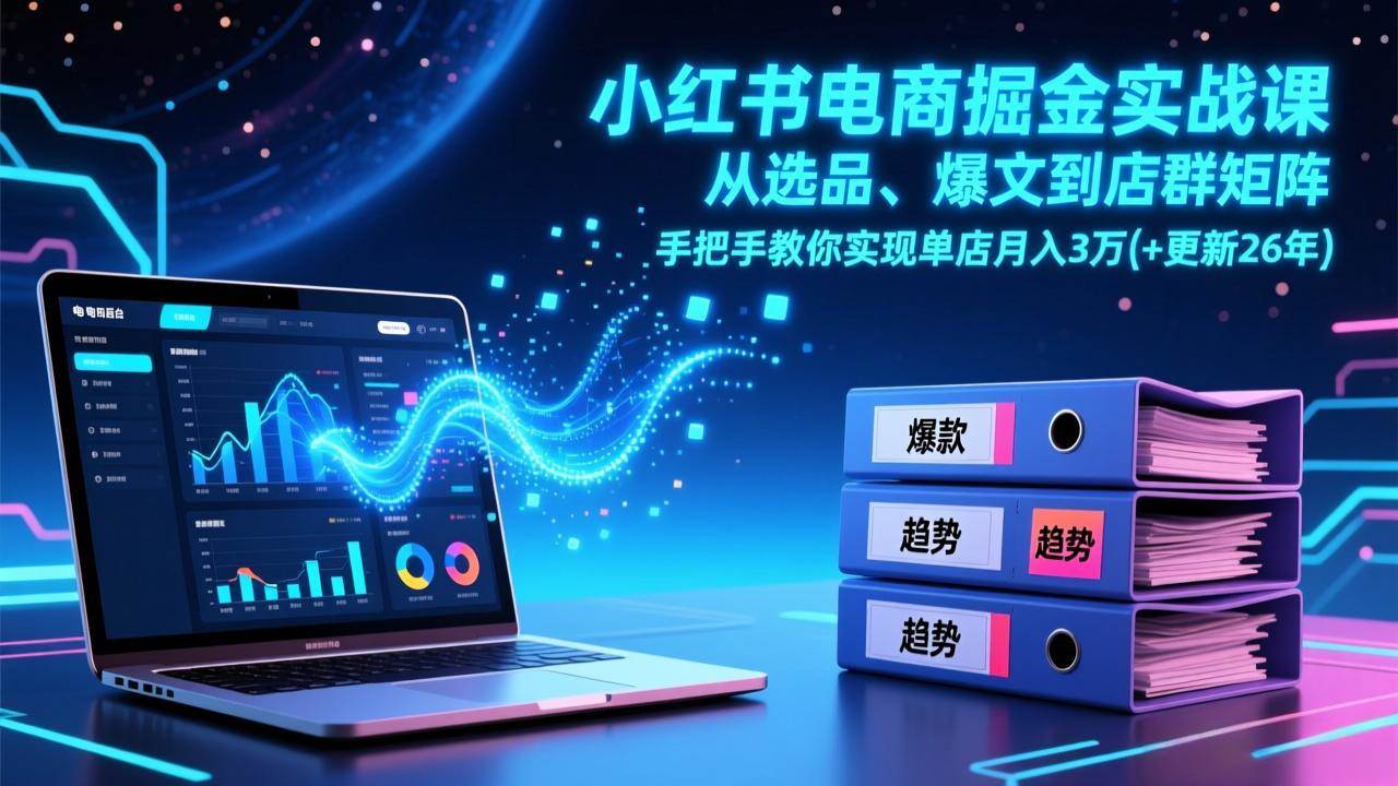 （17290期）小红书电商掘金实战课，从选品、爆文到店群矩阵，手把手教你实现单店月入3万+(更新26年)-副业资源网
