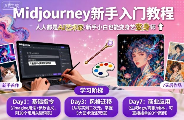 midjourney新手入门教程：人人都是AI艺术家，新手小白也能变身艺术大师-副业资源网