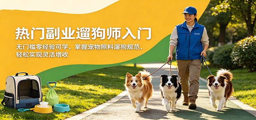 热门副业遛狗师入门，无门槛零经验可学，掌握宠物照料遛狗规范，轻松实现灵活增收-副业资源网