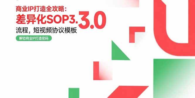 （15486期）商业IP打造全攻略：差异化SOP3.0流程，短视频协议模板，婚恋项目实战案例-副业资源网