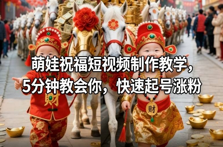 萌娃祝福短视频制作教学，5分钟教会你，快速起号涨粉-副业资源网