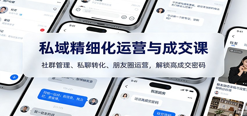 私域精细化运营与成交课：社群管理、私聊转化、朋友圈运营，解锁高成交密码-副业资源网
