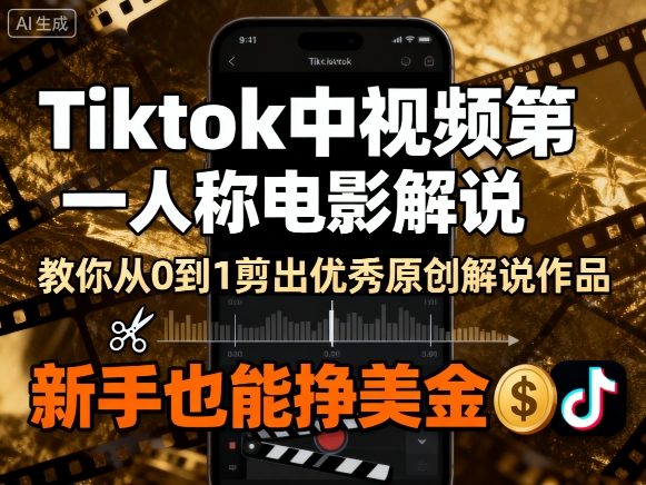 Tiktok中视频第一人称电影解说，教你从0到1剪出一个优秀的原创解说作品，新手也能挣美金-副业资源网