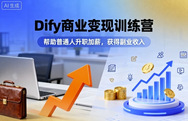Dify商业变现训练营，帮助普通人升职加薪，获得副业收入-副业资源网