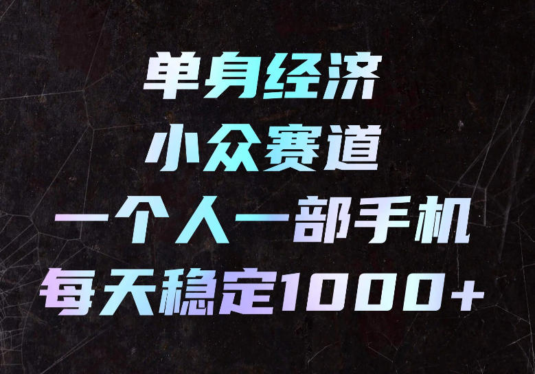 单身经济小众赛道，一个人一部手机，每天稳定1000+，长期可持续的赛道【揭秘】-副业资源网