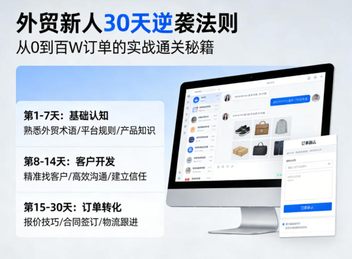 外贸新人30天逆袭法则，教你从0到百W订单的实战通关秘籍-副业资源网