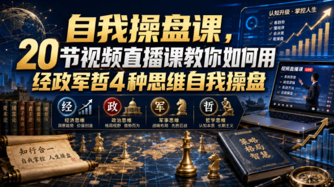 【无水印】自我操盘课,20节视频直播课教你如何用经政军哲4种思维自我操盘(更新0924)