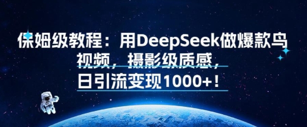 保姆级教程：用DeepSeek做爆款鸟视频，摄影级质感，日引流变现多张-副业资源网