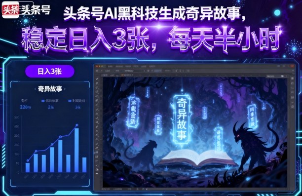 头条号AI黑科技生成奇异故事，稳定日入3张，每天半小时-副业资源网