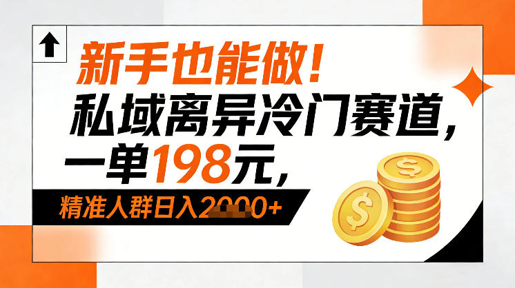 新手也能做！私域离异冷门赛道，一单198，精准人群日入1k+-副业资源网