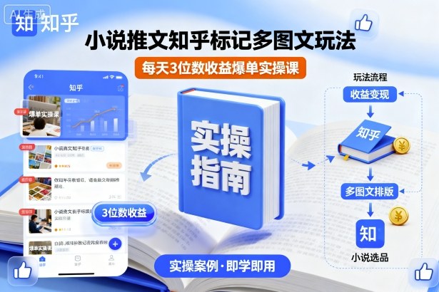 小说推文知乎标记多图文玩法,每天3位数收益爆单实操课-副业资源网