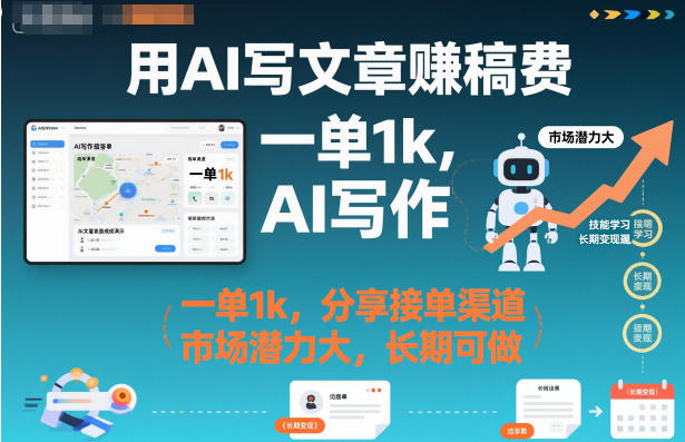 用AI写文章賺稿费，一单1k，分享接单渠道，市场潜力大，长期可做-副业资源网